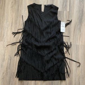 Zara faux suede fringe dress